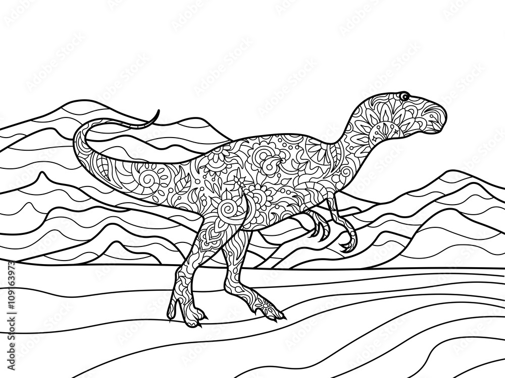 Tyrannosaurus coloring book for adults vector