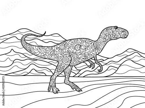 Tyrannosaurus coloring book for adults vector