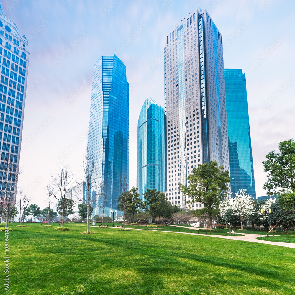 park in lujiazui financial center, shanghai china.