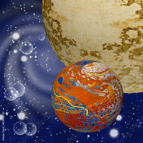 Fototapeta Naklejka Na Ścianę i Meble -  Illustration of planets in outer space close-up