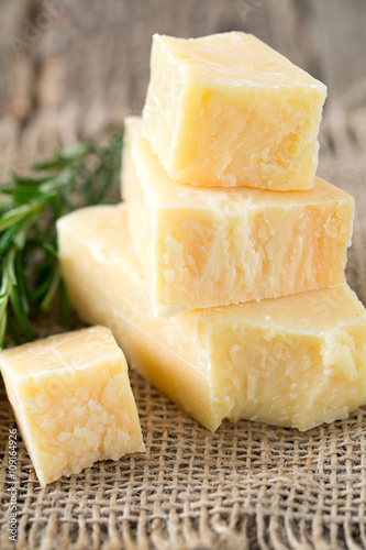 parmesan chees on wooden surface