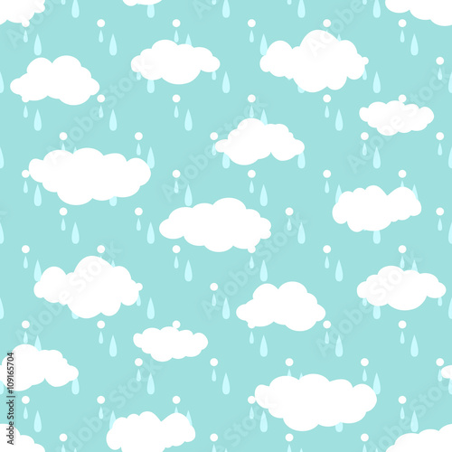 Seamless pattern with clouds, rain, snow