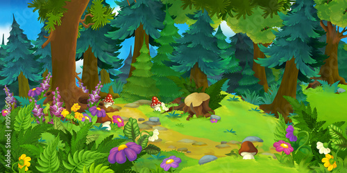 Cartoon forest scene - illustration for children