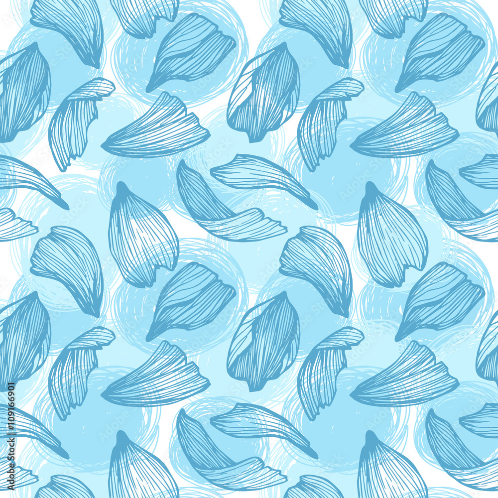 Obraz premium Hand drawn vector seamless pattern - rose petals. Pink backgroun