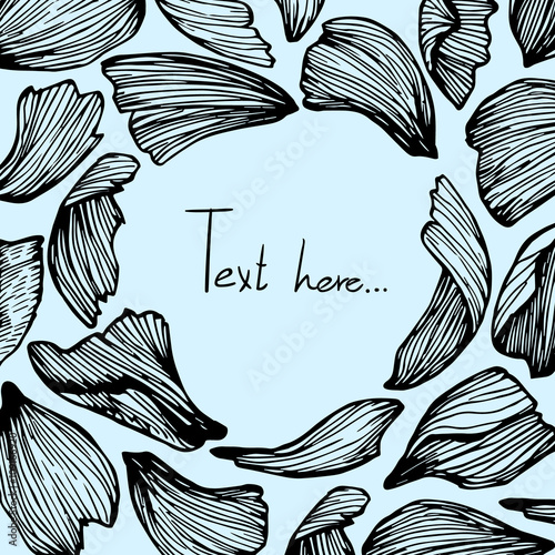 Hand drawn vector seamless pattern - rose petals. Pink backgroun