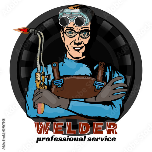 Welding professional welder and tools pop art