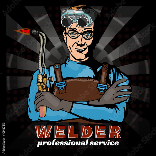 Professional welder pop art style