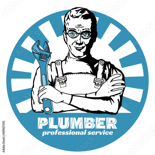 Professional plumber pop art