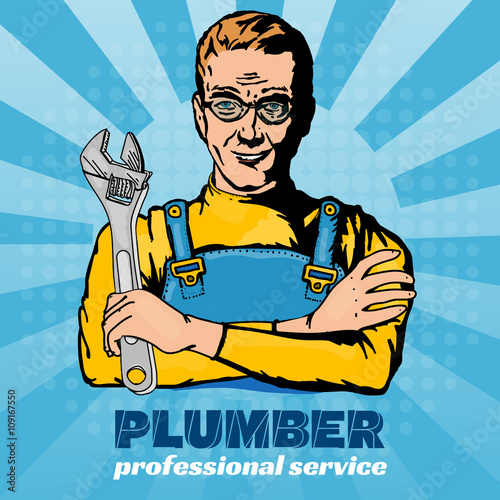 Plumber pop art vector illustration