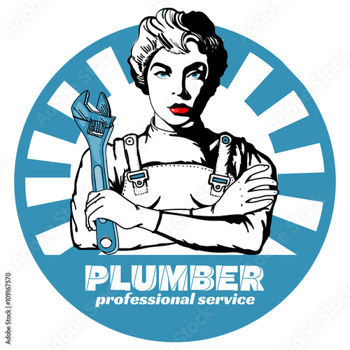 Professional plumber sticker pop art vector