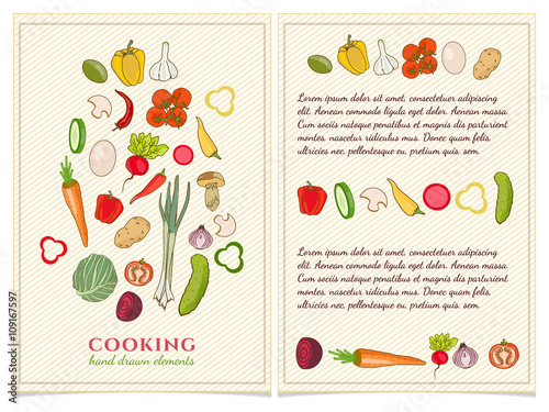 Cookbook template hand drawn elements vector