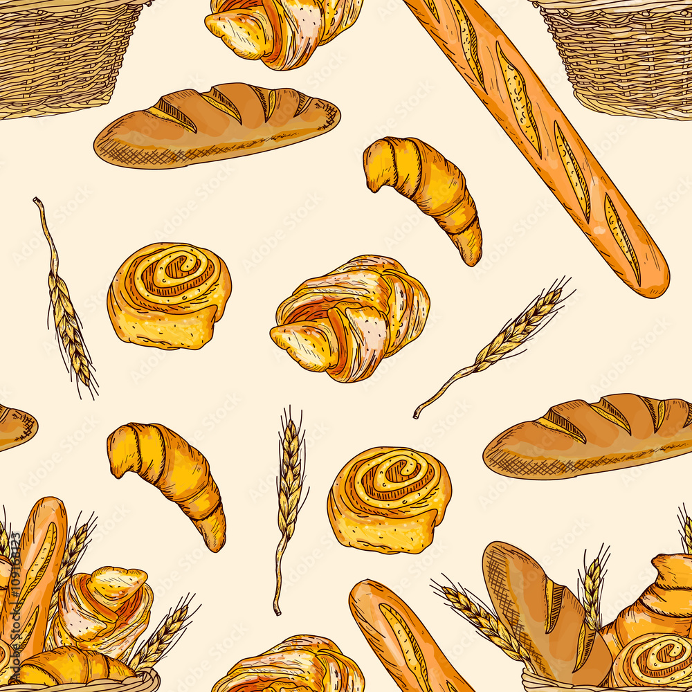 Bakery seamless pattern vector