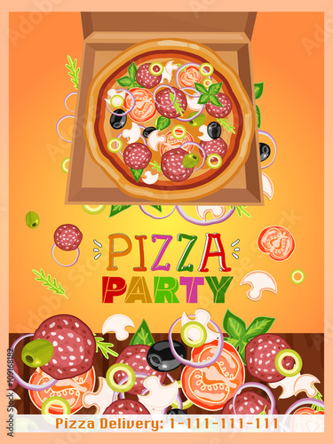 Pizza party template fresh ingredients for pizza design template