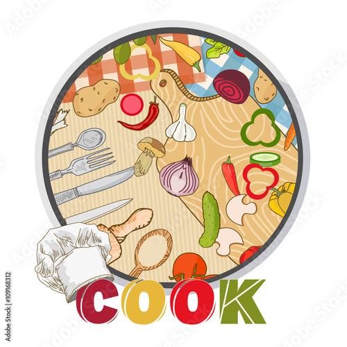 Cooking kitchen table fresh vegetables kitchenware