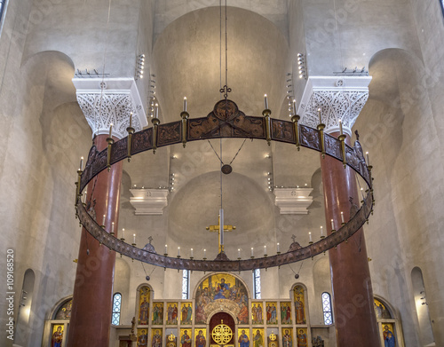 Interior view of Saint Mark's Orthodox church in Tashmajdan Park, Belgrade. The church in Serbo-Byzantine style was completed in 1940. photo