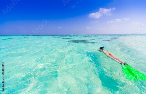 Maldives, woman snorkeling!