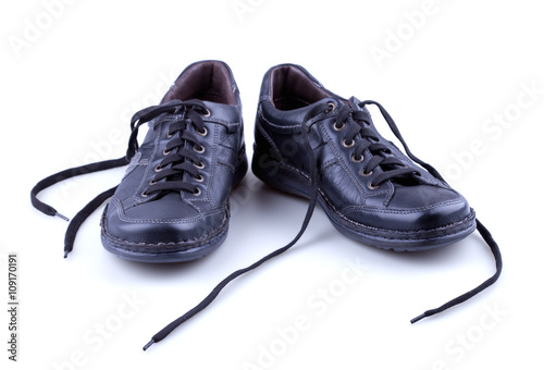 Black leather mens shoes