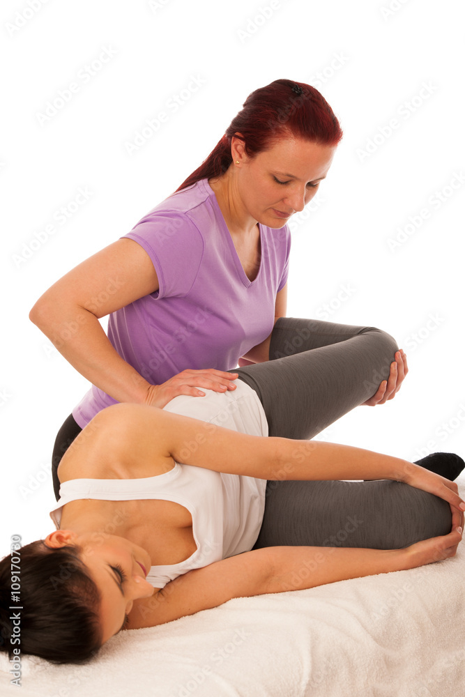 physiotherapy -therapist excercising with patient , working on l