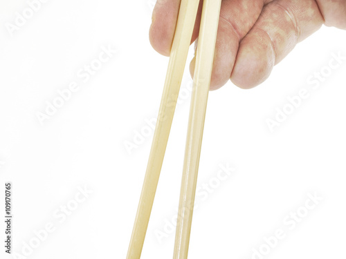 Chopsticks shot on white