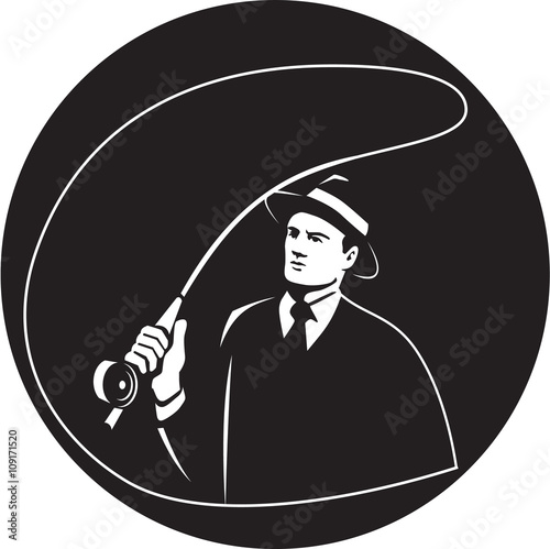 Mobster Suit Tie Casting Fly Rod Circle Retro