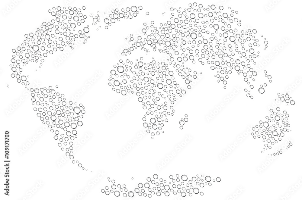 Fototapeta Abstract world map / made of waterdrops