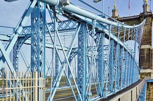 The Roebling suspension bridge over the Ohio River in Cincinnati