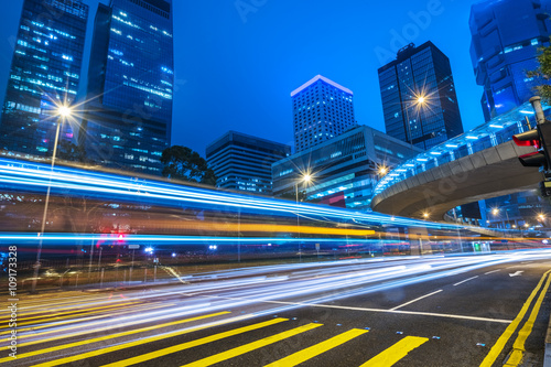 Photography car trails on the high street,hongkong china.