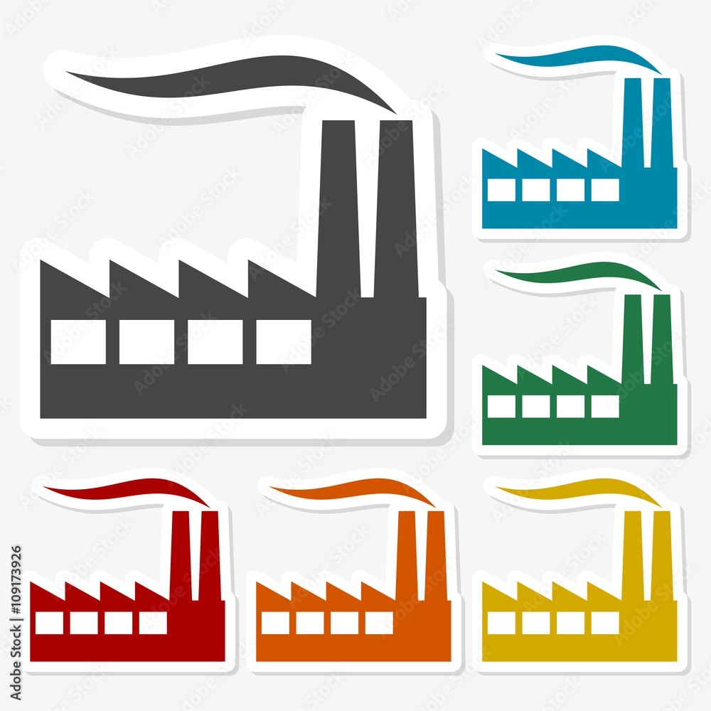Obraz premium Multicolored paper stickers - Factory icon