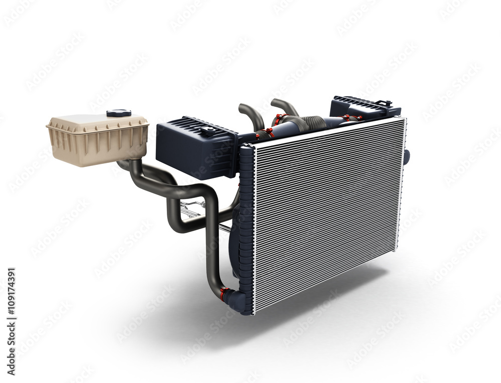 car radiator isolated on white background 3d illustration