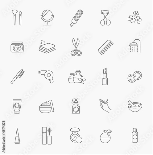beauty icons set. Cosmetic and fashion
