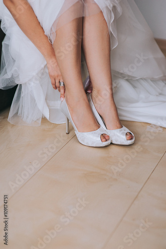beautiful white shoes from bride