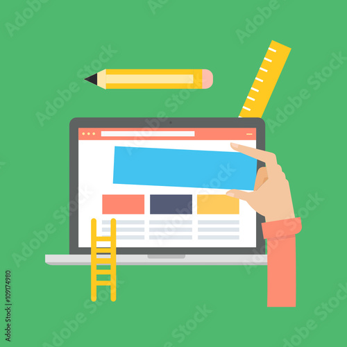 Flat design modern vector illustration concept for website content management