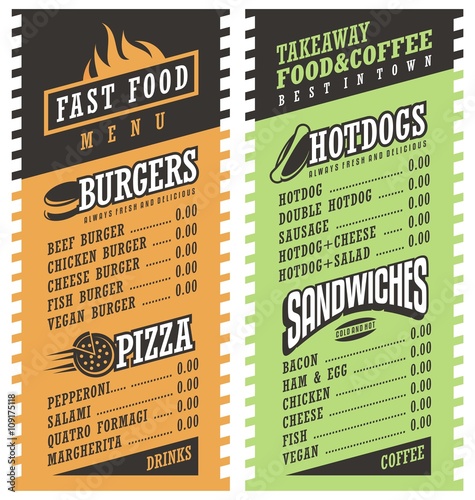 Fast food simple menu design template