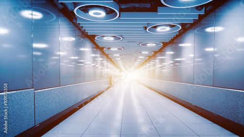 Canvas Print empty passageway in building,hongkong china,