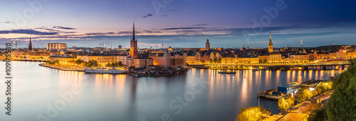 Scenic summer night panorama of  Stockholm  Sweden