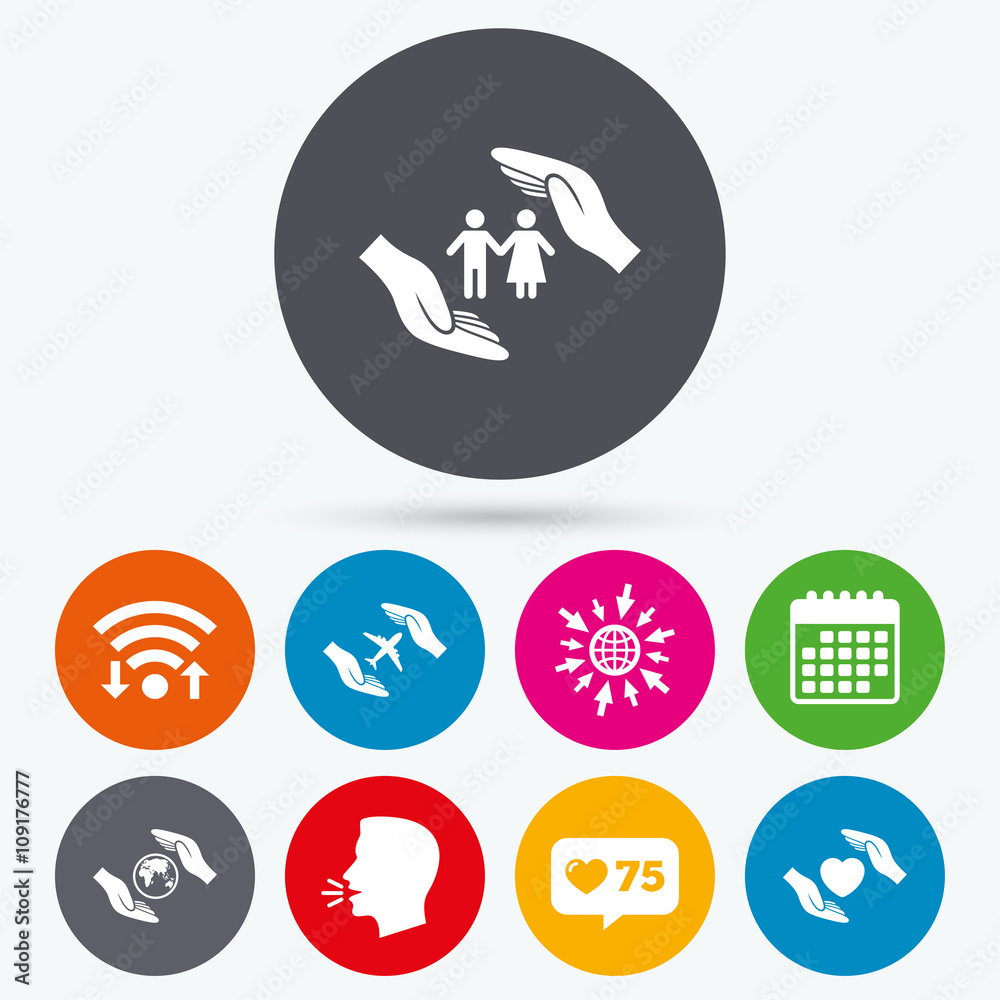 Hands insurance icons. Human life-assurance. Hands insurance icons. Human life-assurance.