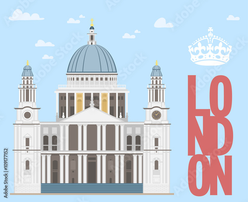 St Paul's Cathedral London / Travel to England Vector Illustration