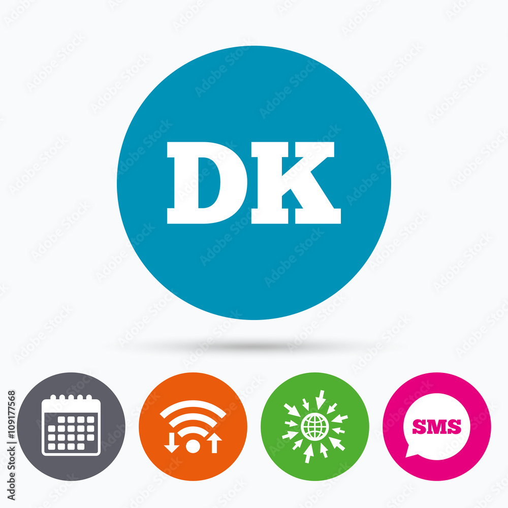 Denmark language sign icon. DK translation. Denmark language sign icon. DK translation.