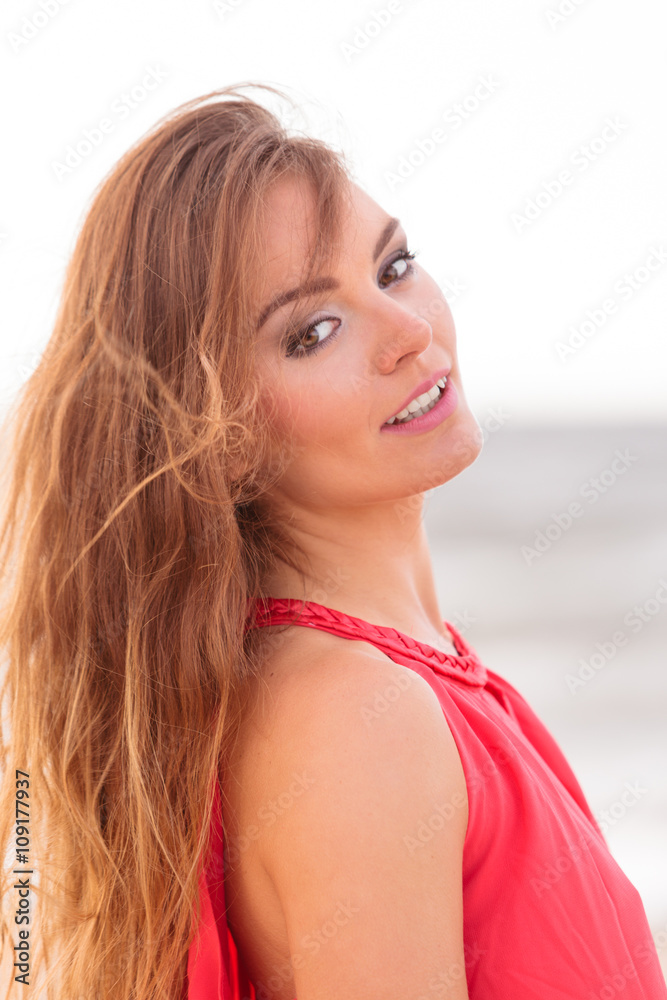 Gorgeous attractive young woman in summer.