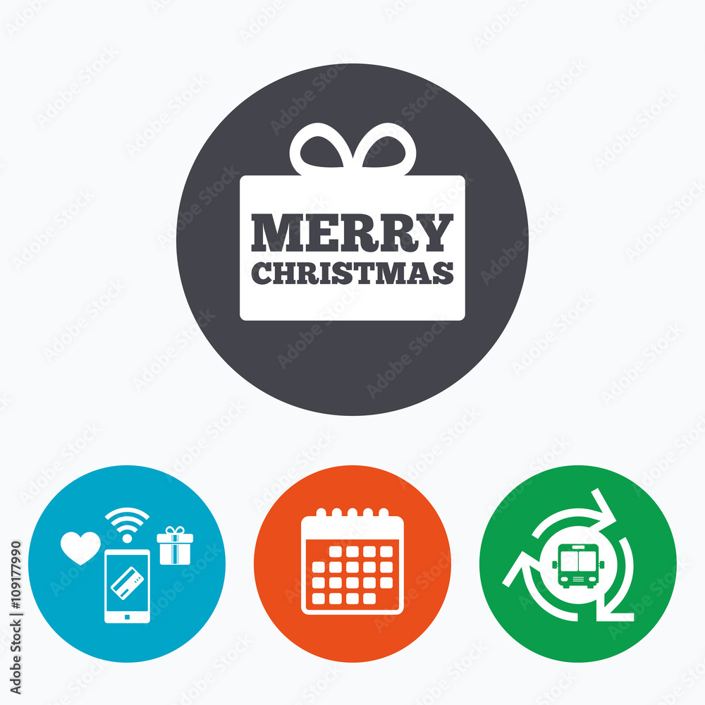 Merry christmas gift sign icon. Present symbol.