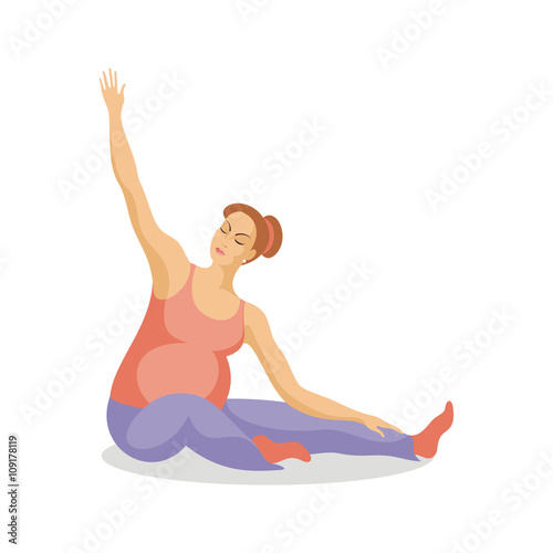 young, beautiful  future mother does exercises