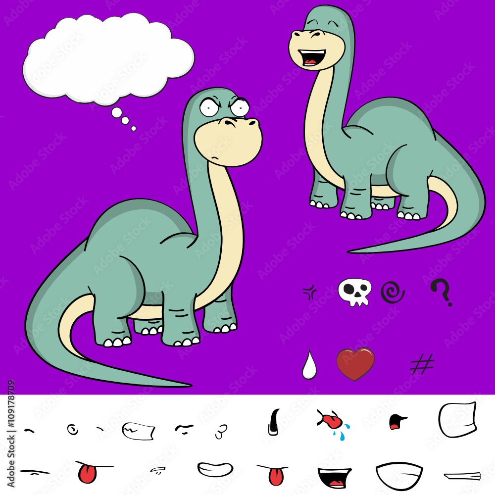 dinosaur brontosaurus expressions cartoon set in vector format dinosaur brontosaurus expressions cartoon set in vector format