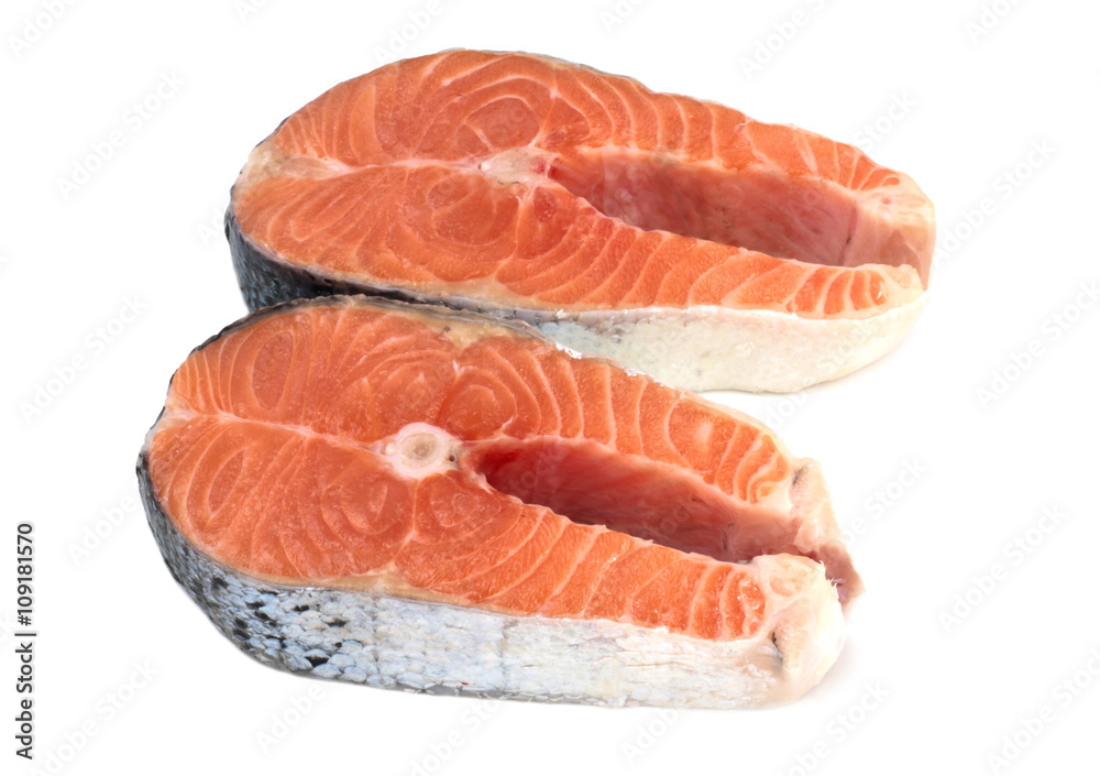 Salmon steak isolated on white background Salmon steak isolated on white background