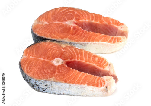 Salmon steak isolated on white background