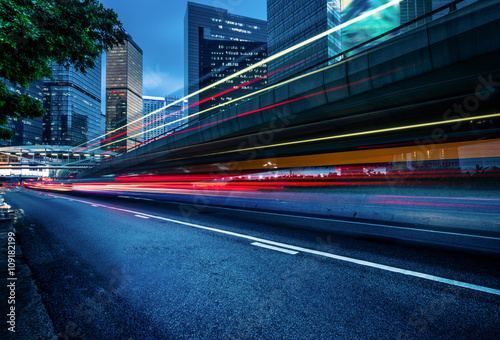 traffic trails in the downtown district,hongkong china. © kalafoto