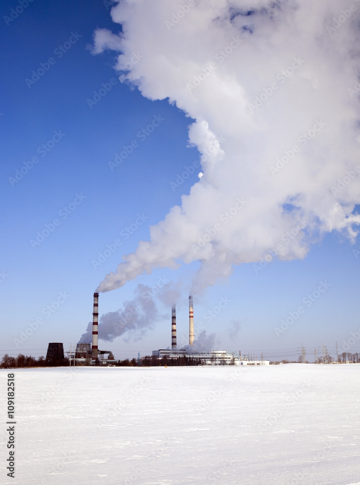 Chemical plant ,  winter season.