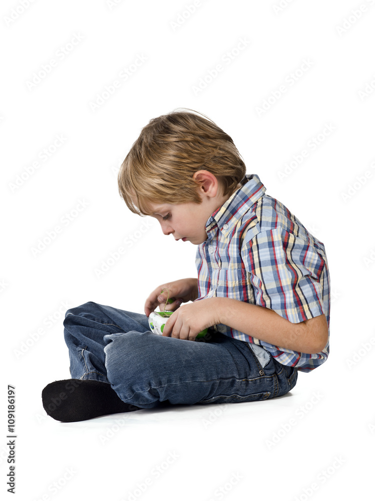 boy playing video game.