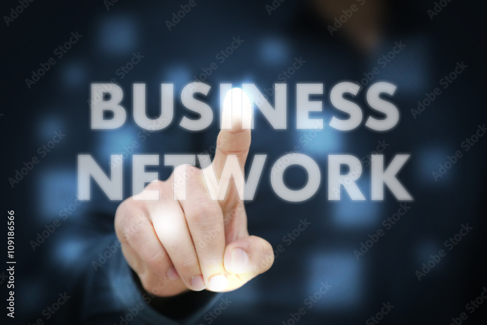 Businessman touching Business Network Businessman touching Business Network