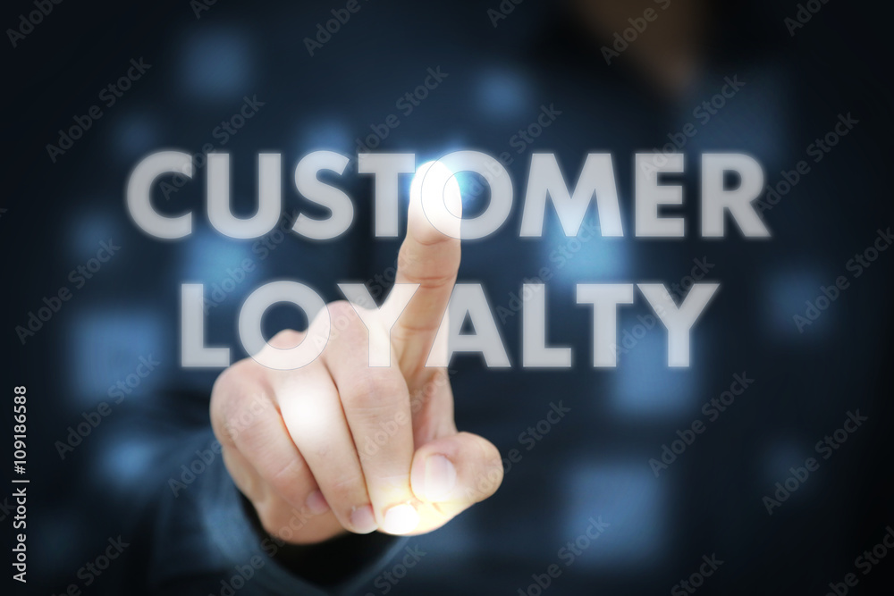 Businessman touching Customer Loyalty Businessman touching Customer Loyalty