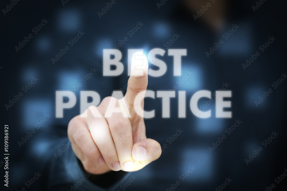 Businessman touching Best Practice Businessman touching Best Practice